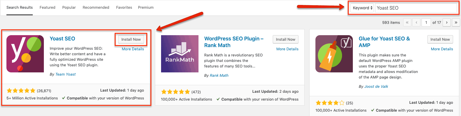 How to add the find and add the Yoast SEO plugin to your blog.
