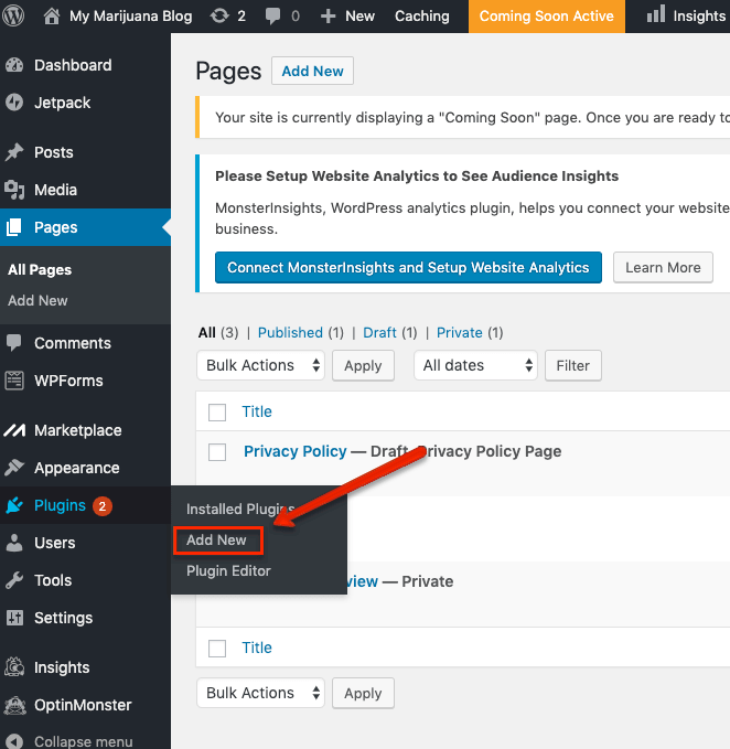 How to add a new WordPress plugin to a blog.