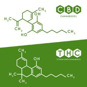 The molecular difference between CBD and THC.