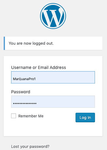 The WordPress login screen.