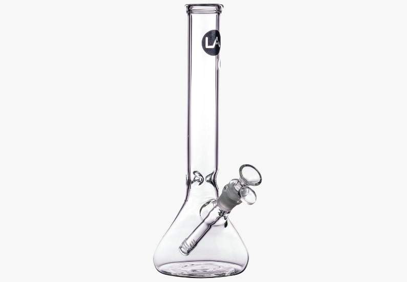 LA Pipes 12" Clear Beaker Bong with a wide beaker base and sleek glass design.