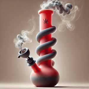 Smoke flowing through a durable silicone bong, showcasing its structure and functionality.